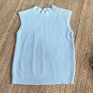 Sleeveless Light Blue Turtleneck Sweater